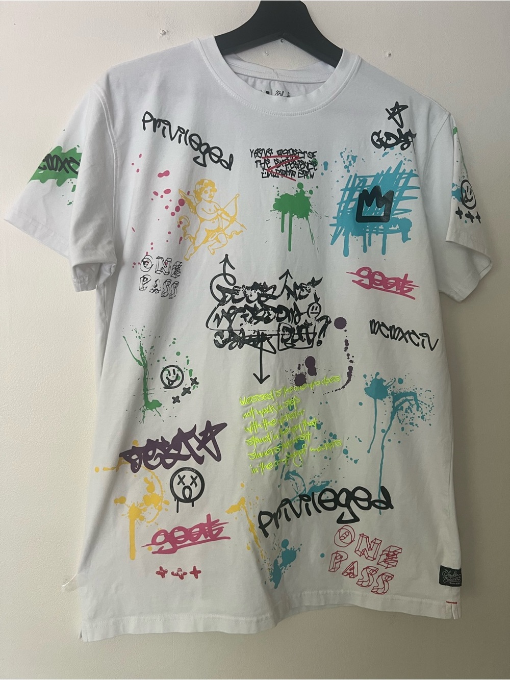Bleecker & Mercer White Graphic T shirt, men’s M, streetwear skater casual